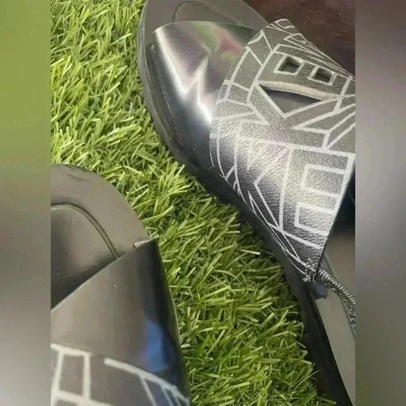 NEW Kenzo Spell-out Sandals Black Sling-back Large Buckle EU 37 US 6.5/7 - Picture 4 of 13